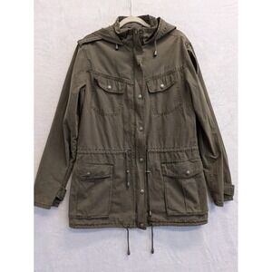 Buffalo David Bitton Army Green Hooded‎ Utility Jacket Womens Small